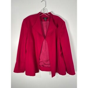 Louben Woman Pink Wool Cashmere Blend Open Front Blazer Jacket Office Wear 18W